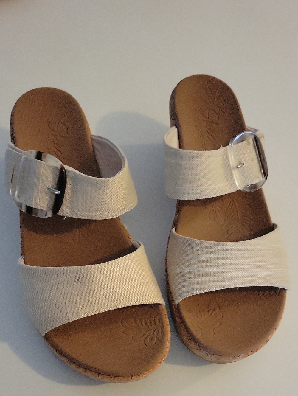 Skechers Ivory Slide Sandals with Buckle Detail